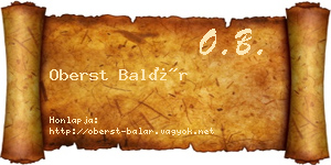 Oberst Balár névjegykártya